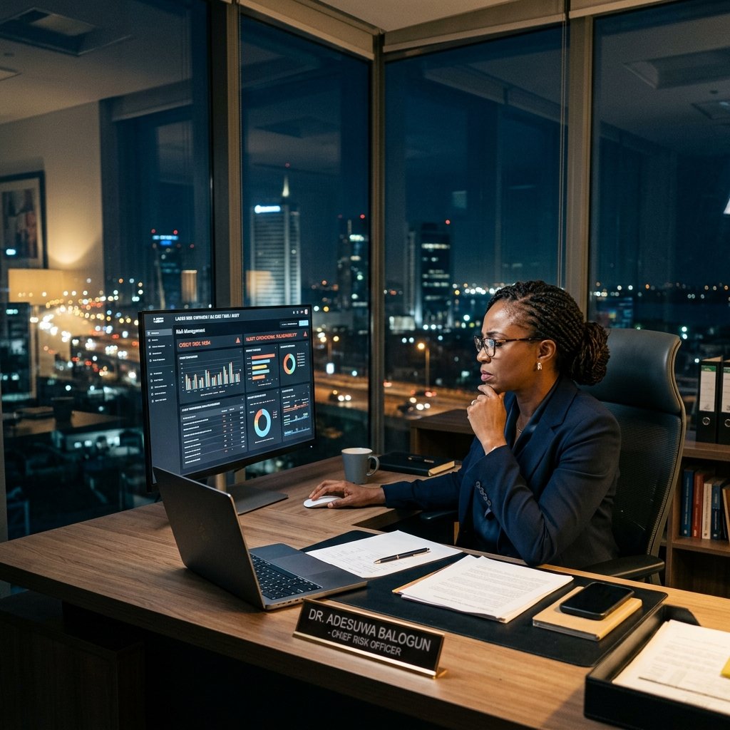 Risk Officer working with compliance dashboard